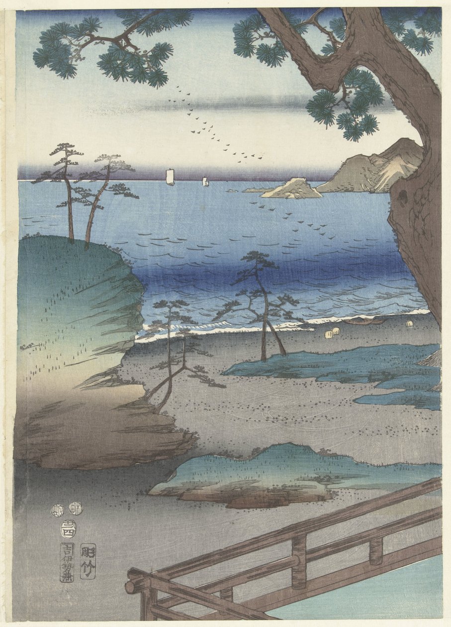 De Egante Prince Genji Tesuma Furyu Genji Suma af Hiroshige (I) , Utagawa