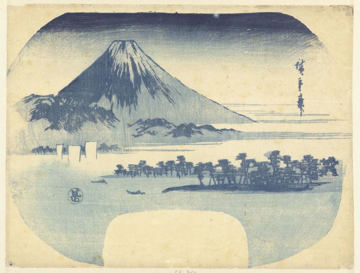 Fuji og fyrreskoven ved Mio af Hiroshige (I) , Utagawa