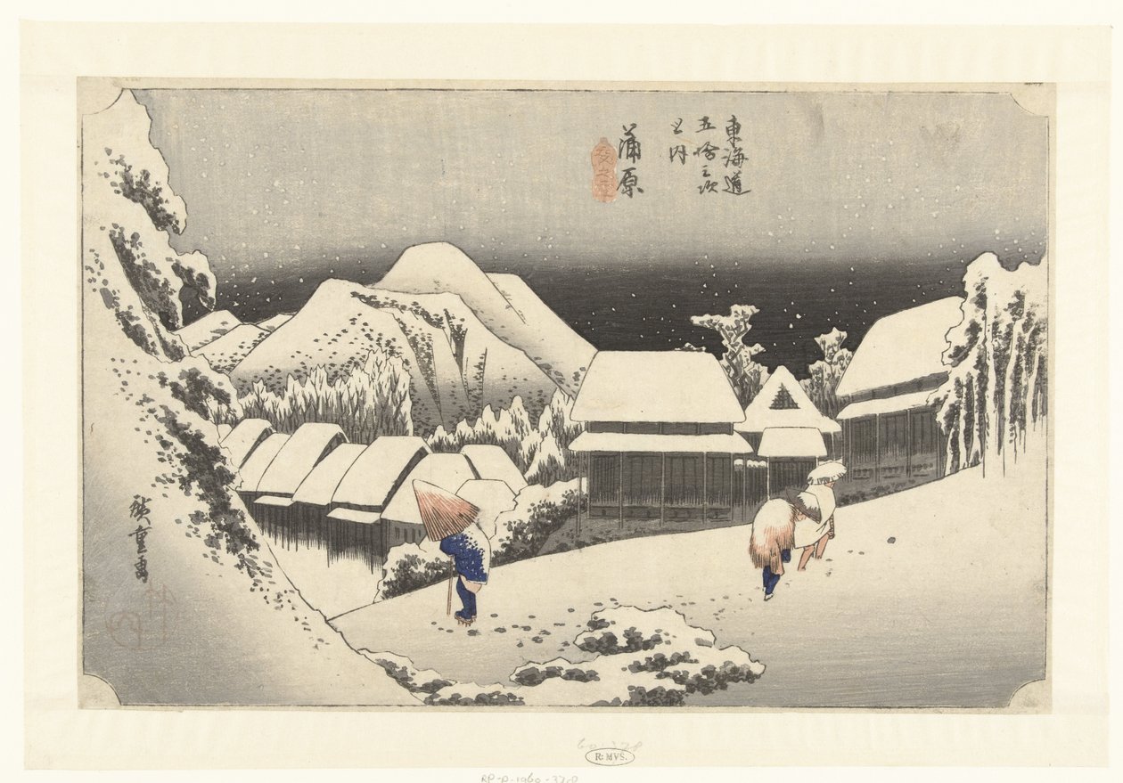 Kambara, Awon ds Hey w Kambara, Yoru no Yuki 53 sek tokaido gojusan næste hus af Hiroshige (I) , Utagawa