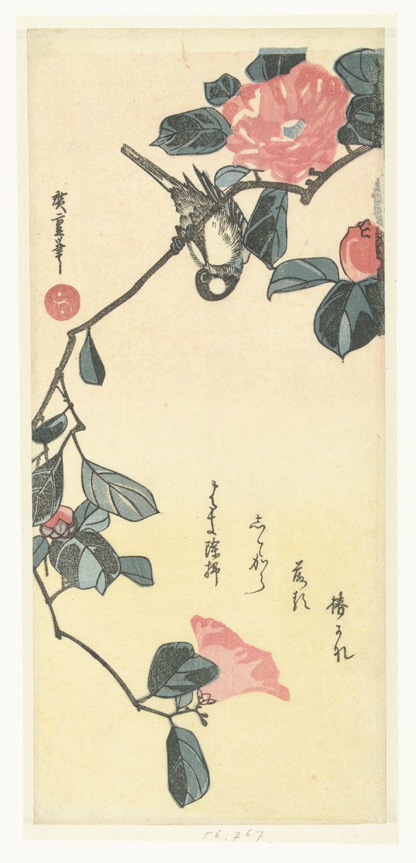 Fugl og kamelia af Hiroshige (I) , Utagawa