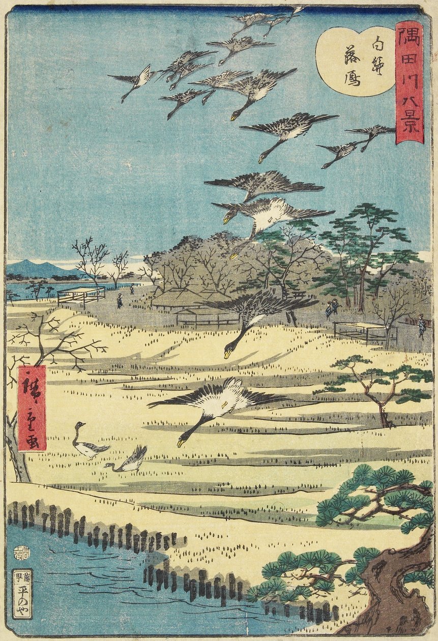 Gæs på Shirahige, november 1861 af Hiroshige II