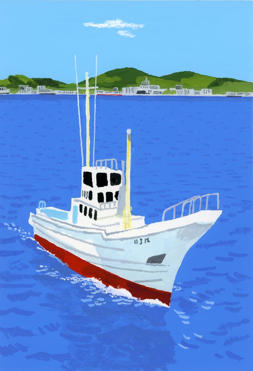 Fiskerbåd og havn af Hiroyuki Izutsu