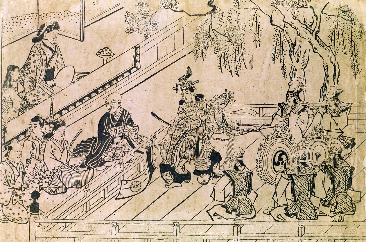 Scene af en hellig dans (træbloktryk) af Hishikawa Moronobu