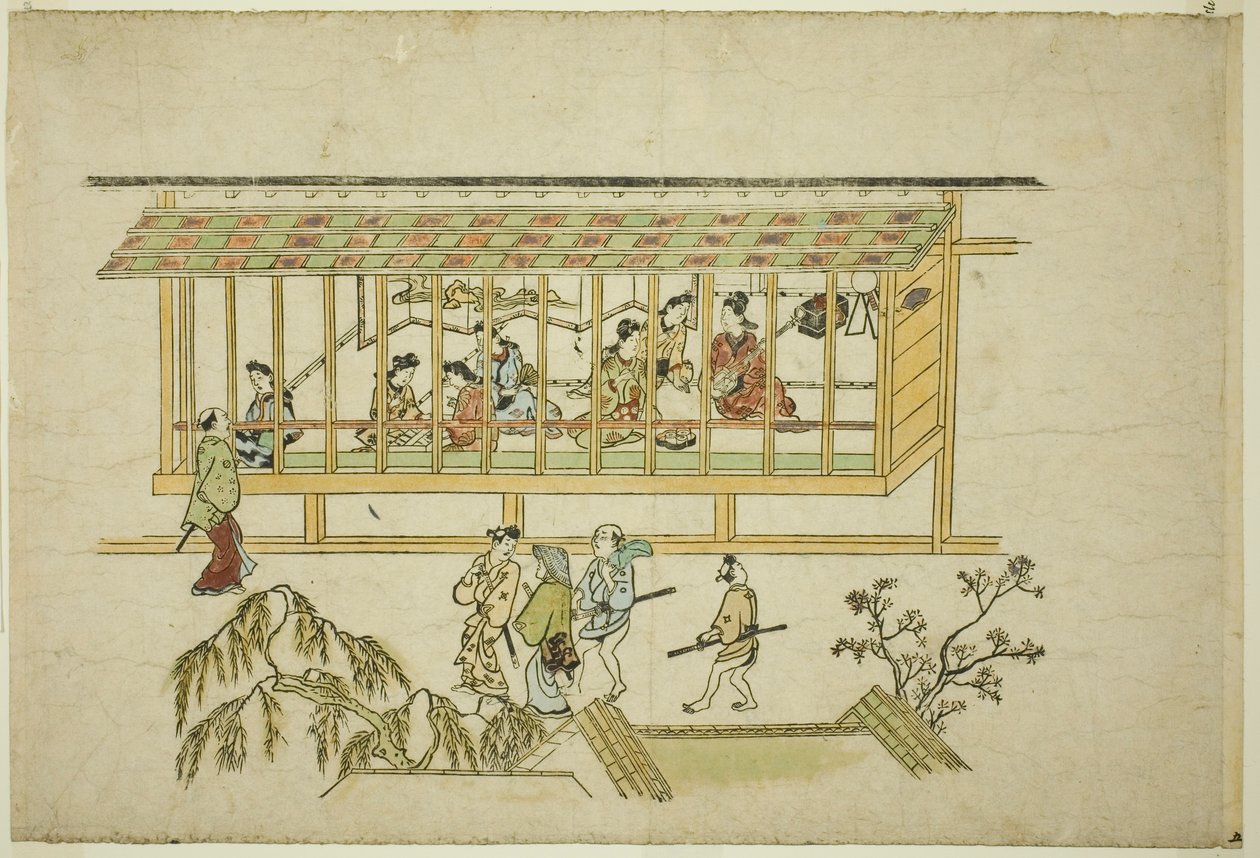 A House of Courtesans, fra serien "The Appearance of Yoshiwara (Yoshiwara no tei)" af Hishikawa Moronobu