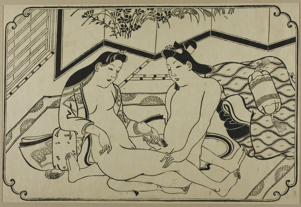 Et ark fra et shunga-album af Hishikawa Moronobu