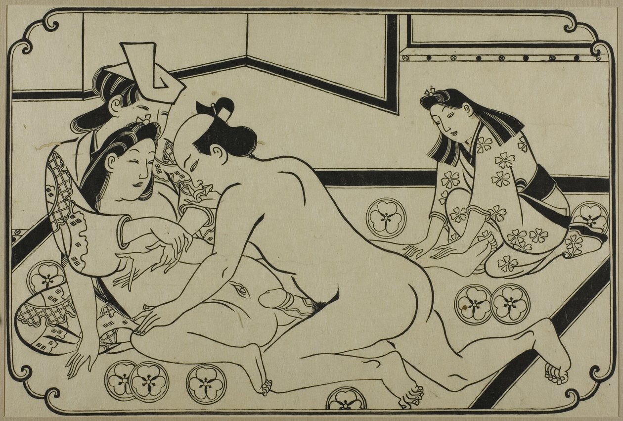 Et ark fra et shunga-album af Hishikawa Moronobu