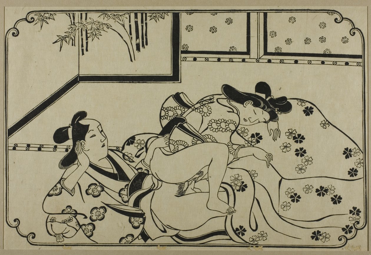 Et ark fra et shunga-album af Hishikawa Moronobu