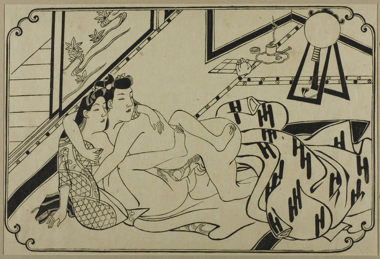 Et ark fra et shunga-album af Hishikawa Moronobu
