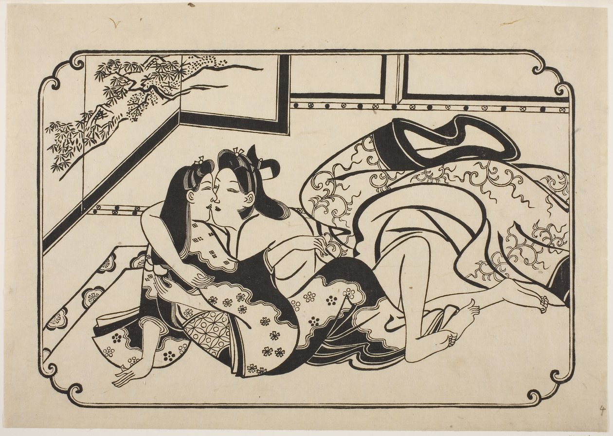 Flirting Lovers, ca. 1673-81 (træbloktryk) af Hishikawa Moronobu