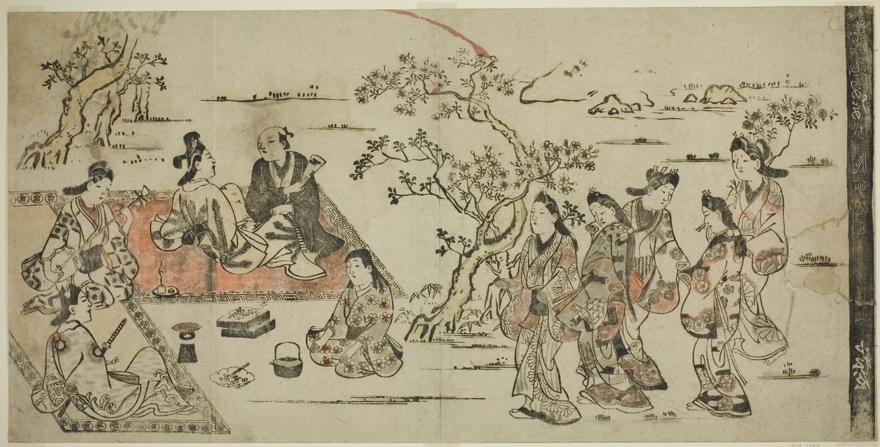 Blomstervisning af Hishikawa Moronobu