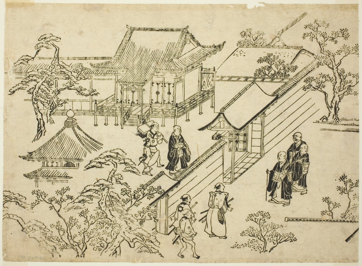 Honbo, fra serien "Scenes of Flower-viewing at Ueno (Ueno hanami no tei)" af Hishikawa Moronobu