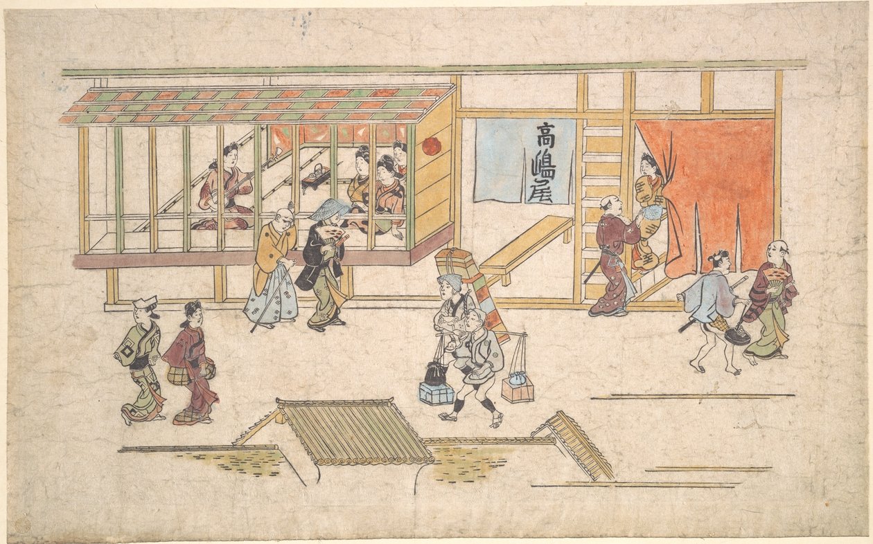 Scene i Yoshiwara af Hishikawa Moronobu