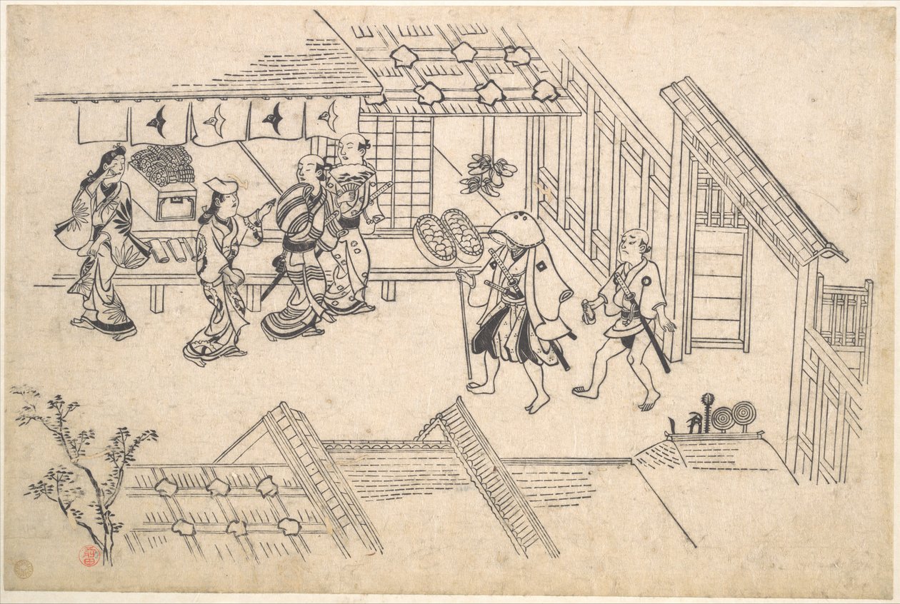 Indgangen til Ageya-machi, fra serien „Scener i Yoshiwara (Yoshiwara no tei)“ af Hishikawa Moronobu