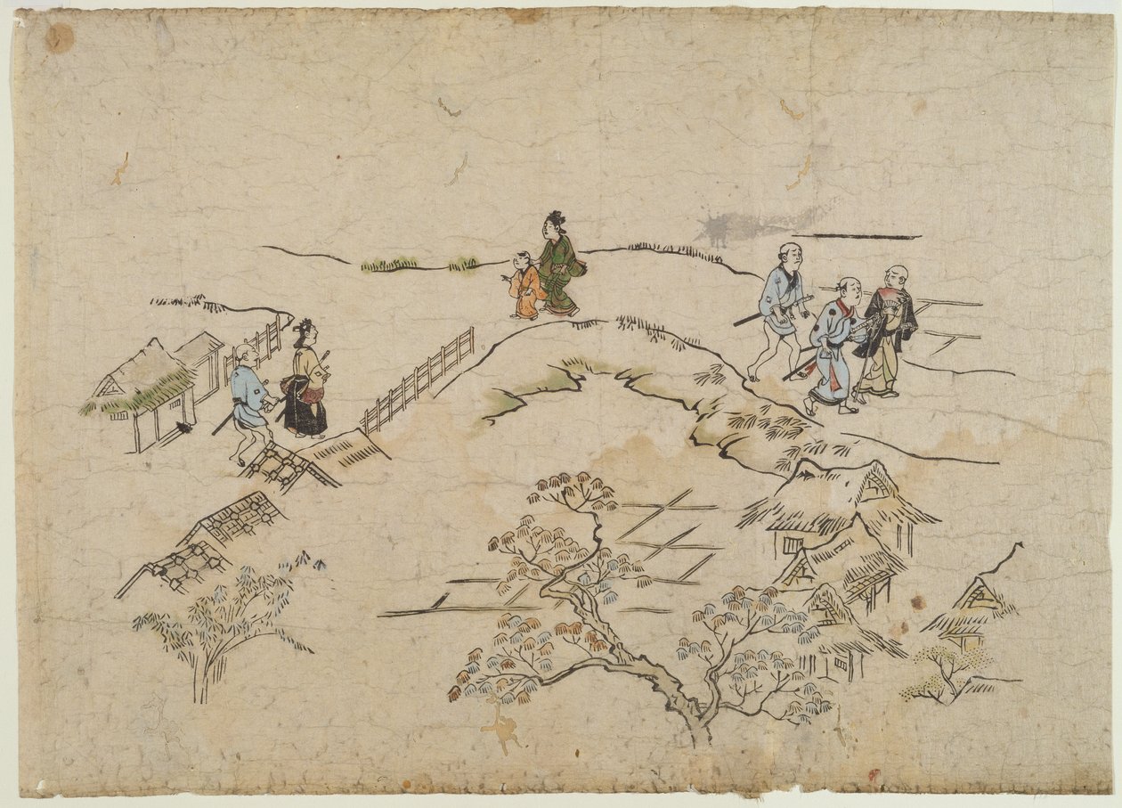 Yoshiwara no Tei, c.1680 (colour woodblock print) af Hishikawa Moronobu