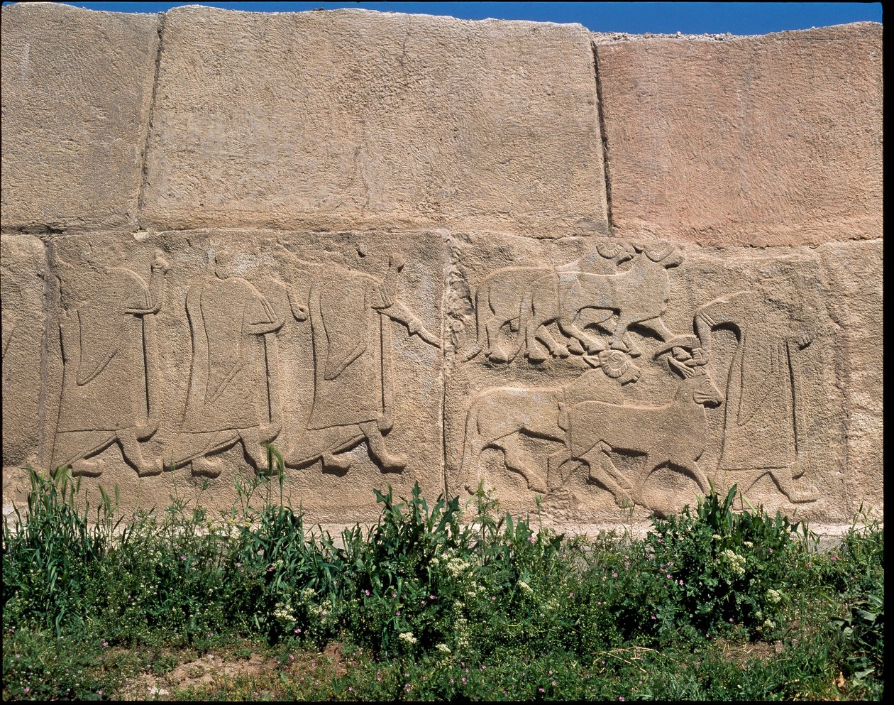 Udsigt over bunden af relieffer af Sfinxens port af Hittite Hittite