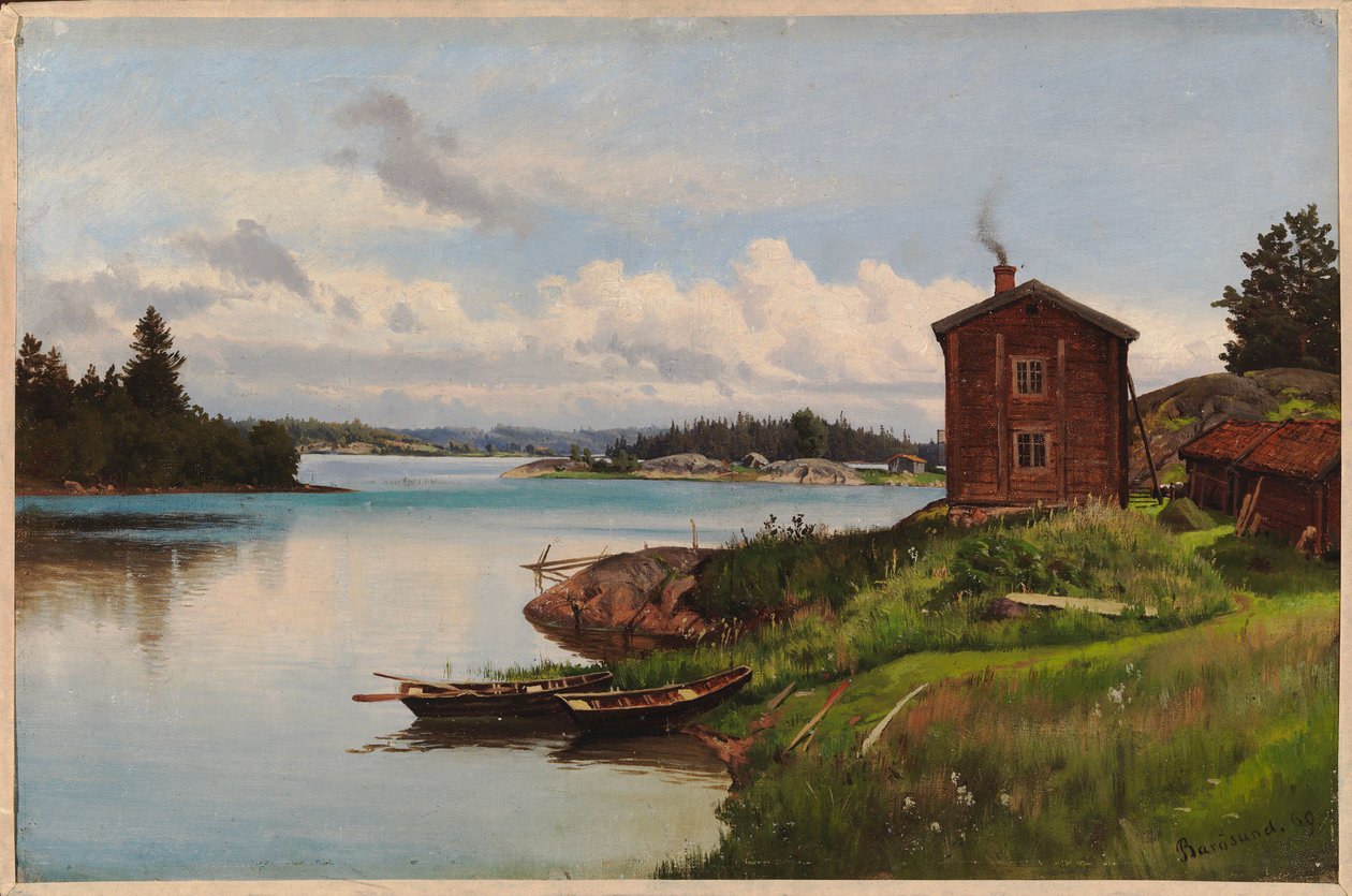 Udsigt over Barösund-strædet, et studie af Hjalmar Munsterhjelm