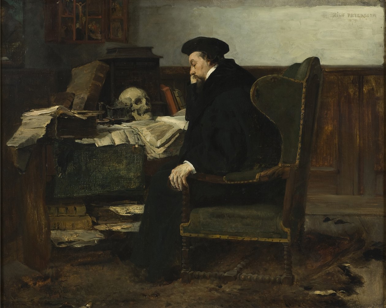 Absorberet i hans Studier, 1874 af Hjalmer Eilif Emanuel Peterssen