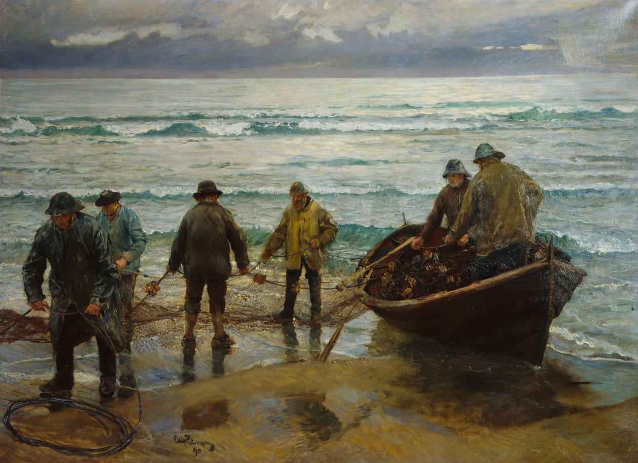 Laksefiskere ved Sele af Hjalmer Eilif Emanuel Peterssen