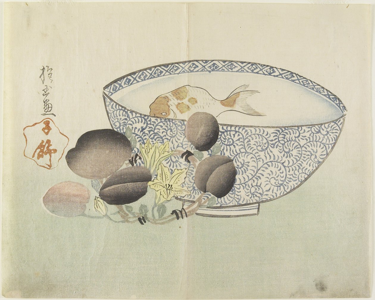 (Fisk i skål med vand, blomstrende gren med frugt), 1830