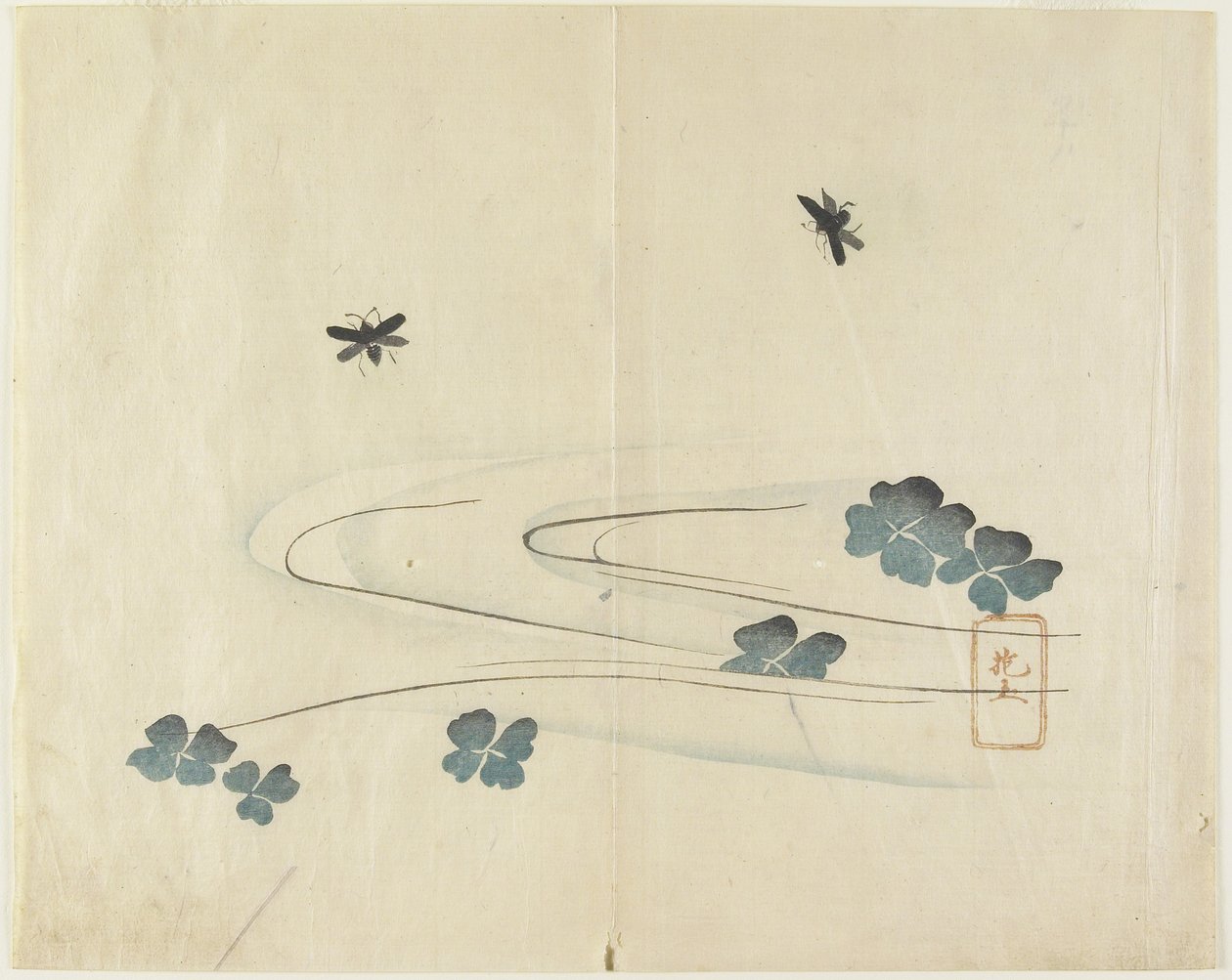 (Insekter, der flyver over vand), ca. 1830 af Hogyoku