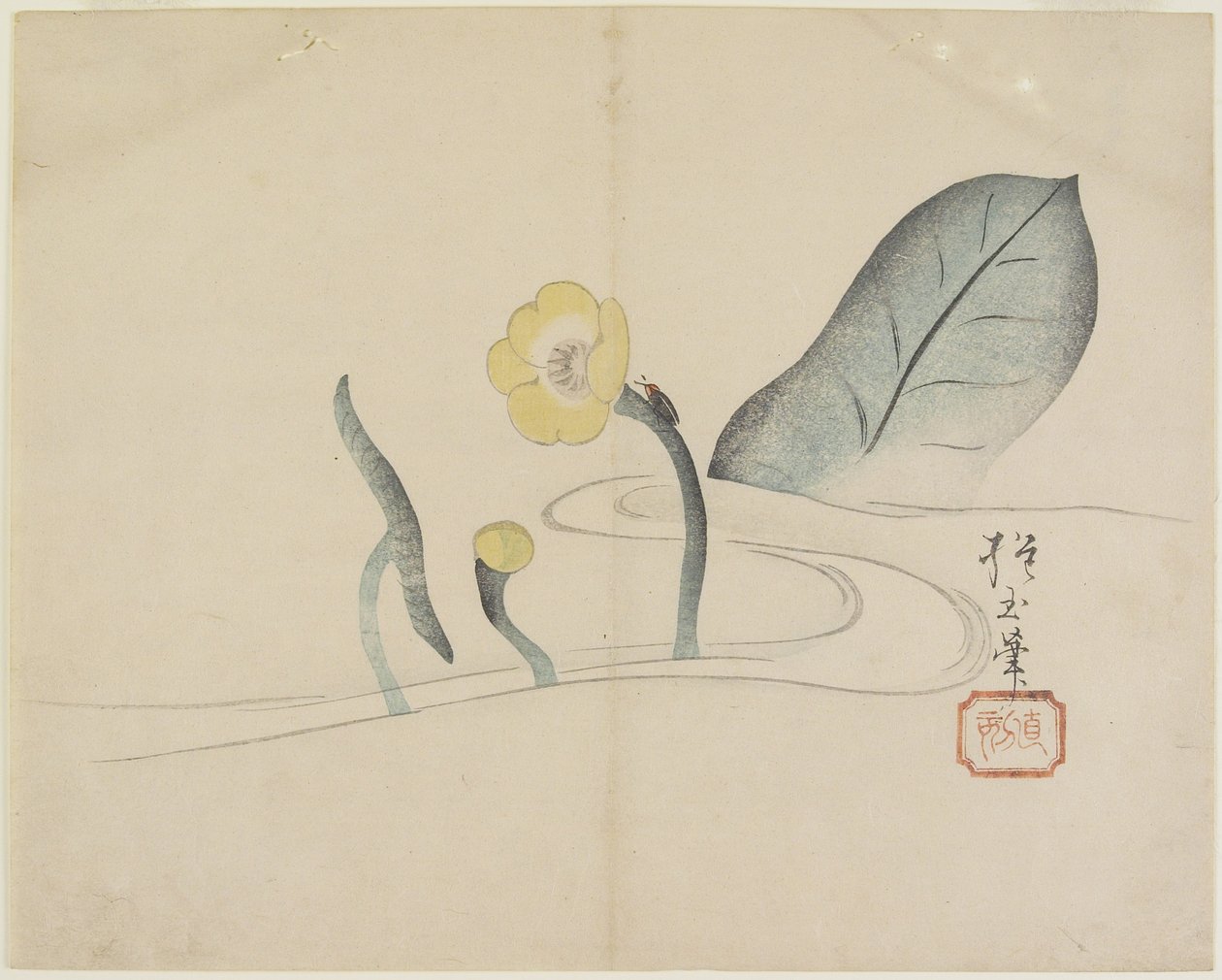 (Lotus og en guldbug), ca. 1830 af Hogyoku