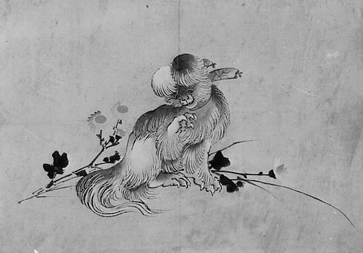 Pekingeser, 1800-tallet. af Hokusai School.
