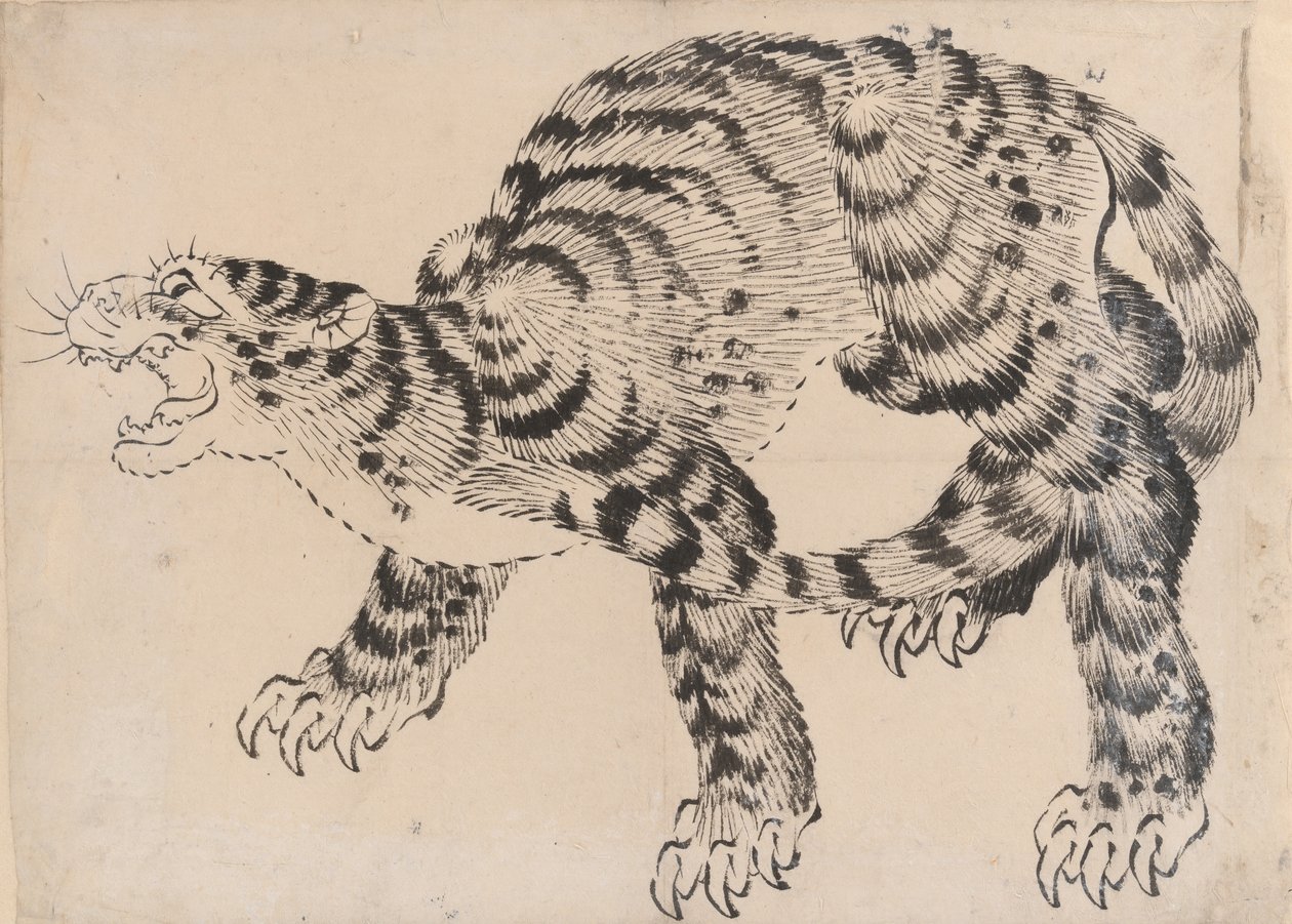 Tiger, 1800-tallet. af Hokusai School.