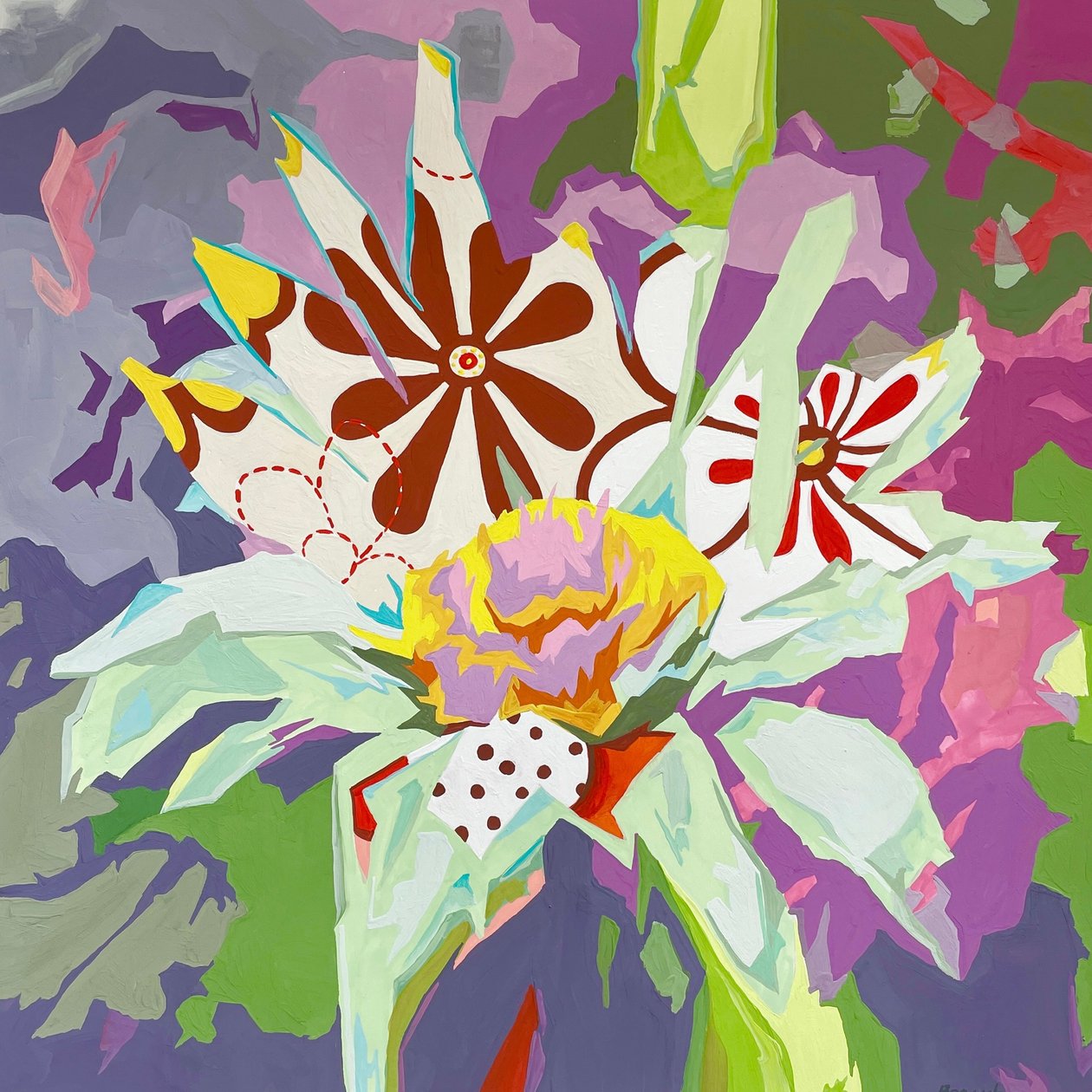 Floral Abstract #1, 2023 (gouache på papir) af Holly Boruck