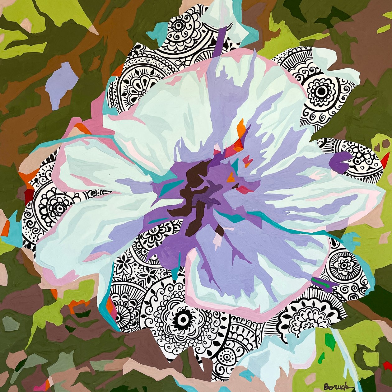Floral Abstract #4, 2023 (gouache på papir) af Holly Boruck