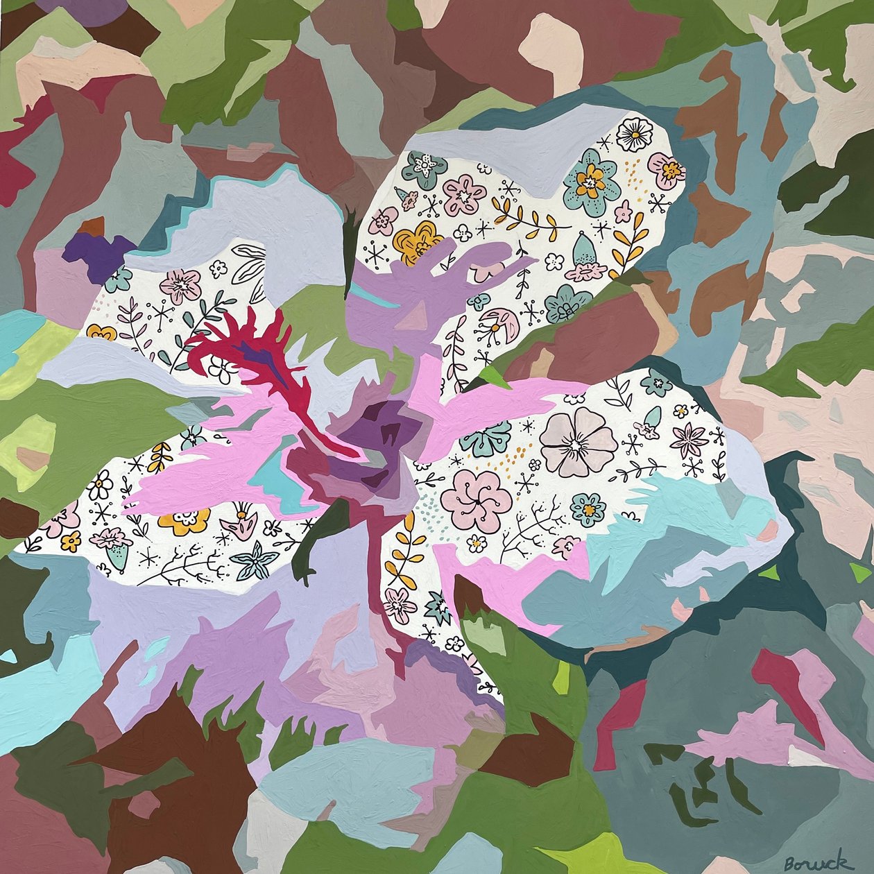 Floral Abstract #7, 2023 (gouache på papir) af Holly Boruck