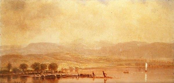 Misty Morning on te Hudson River (olie på lærred) af Homer Dodge Martin