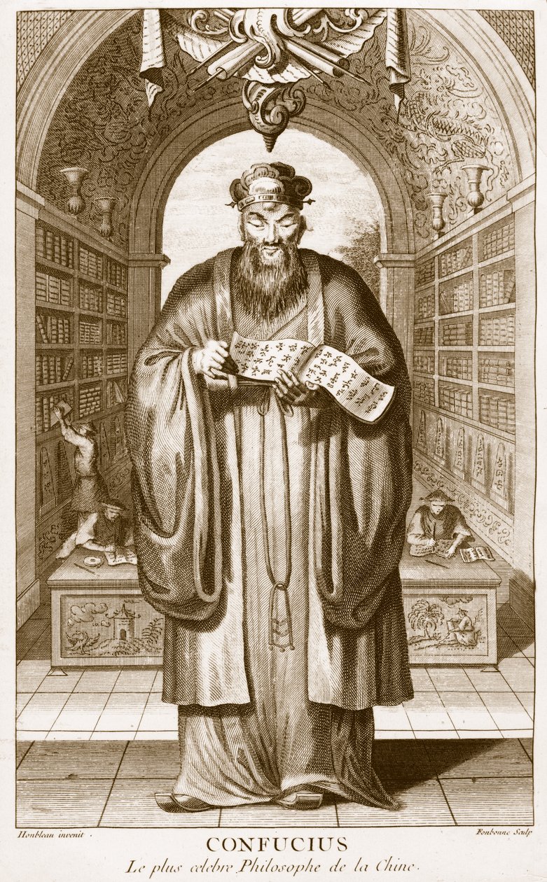 Kong-Fu-Tse, eller Confucius, Kinas mest berømte filosof, indgraveret af Henry Fletcher (fl.1729) af Honbleau