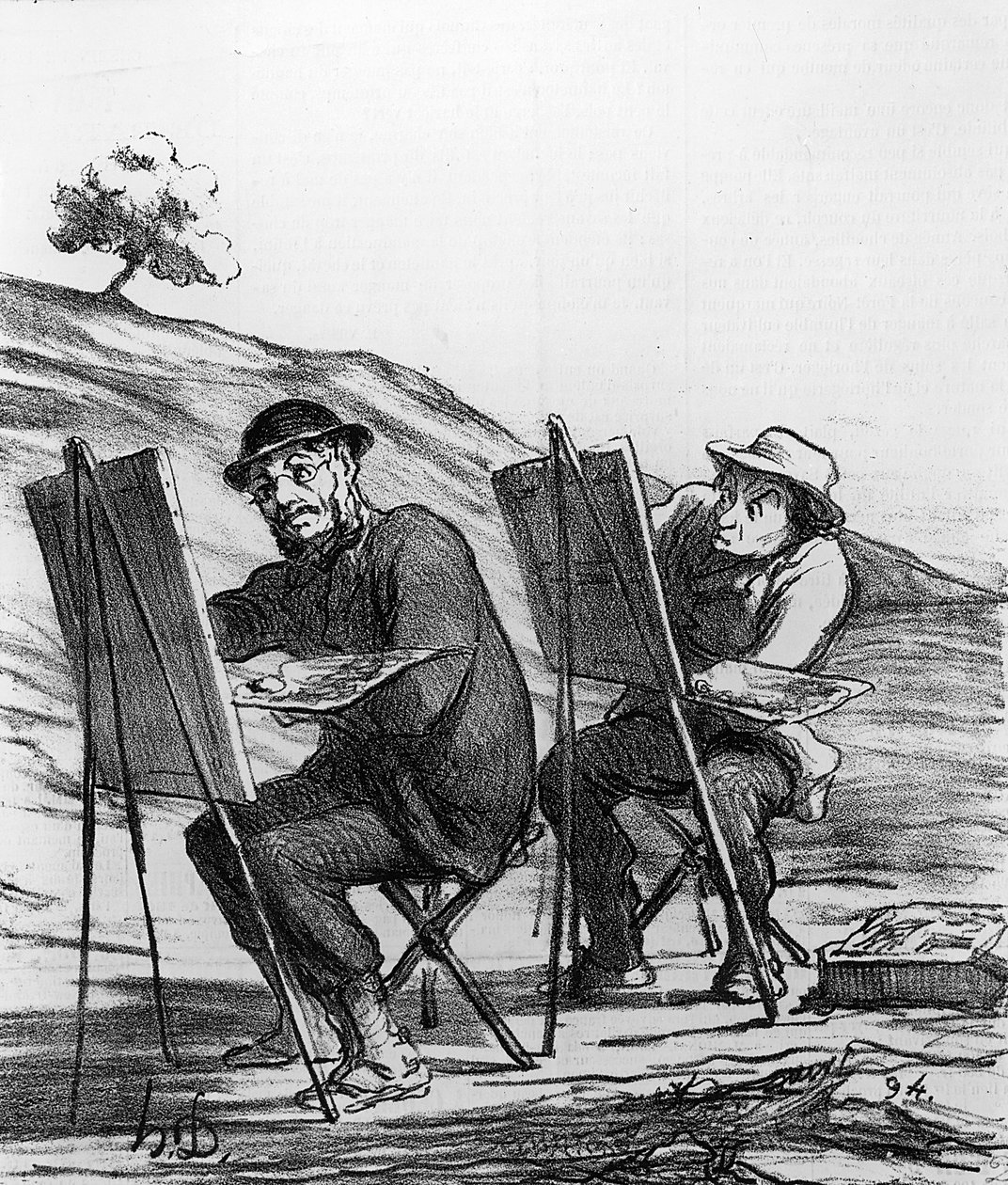 Tegnefilm med landskabsmalere, fra magasinet Charivari, 12. maj, 1865 af Honoré Daumier