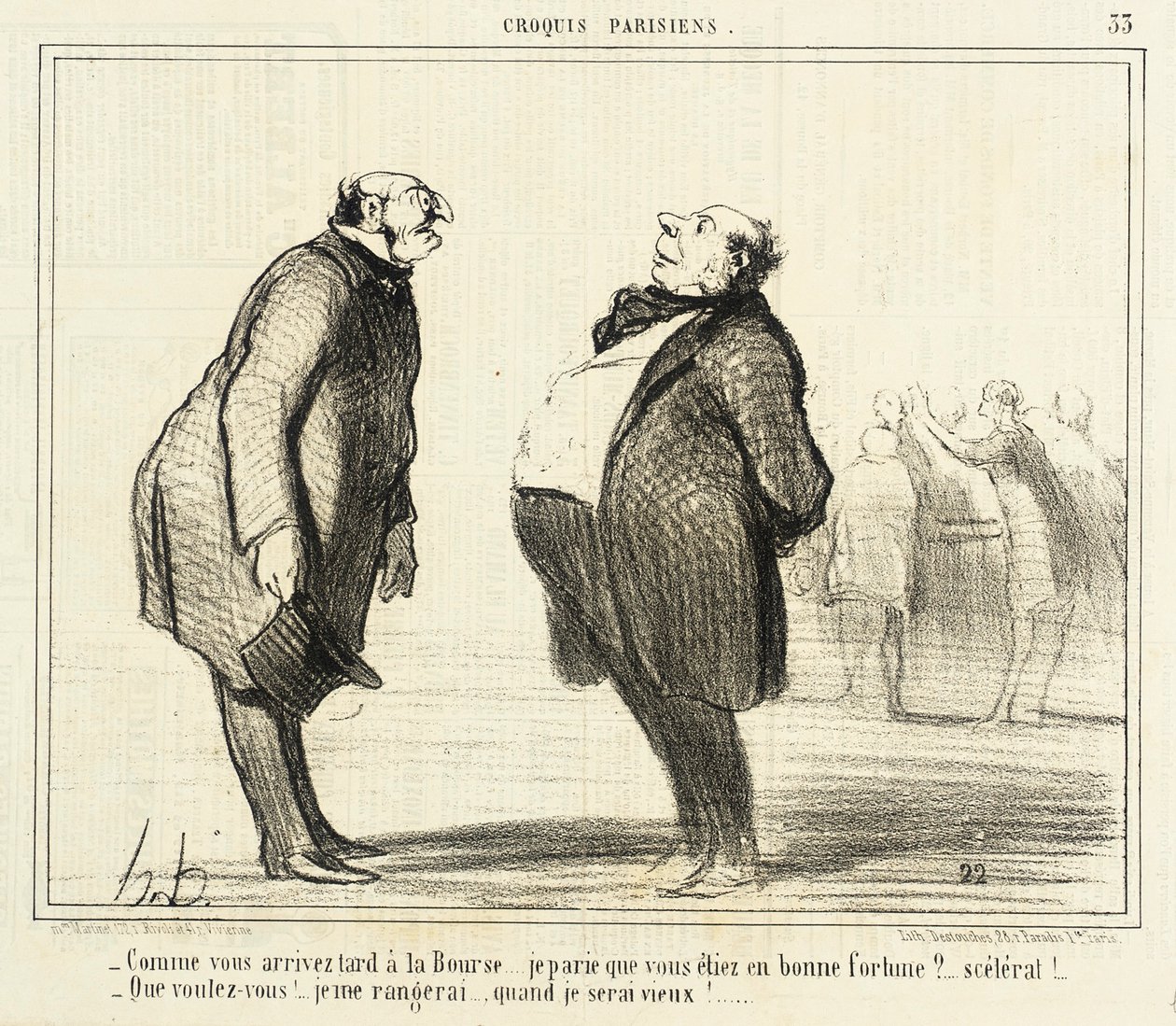Da du ankommer sent til Bourse af Honoré Daumier