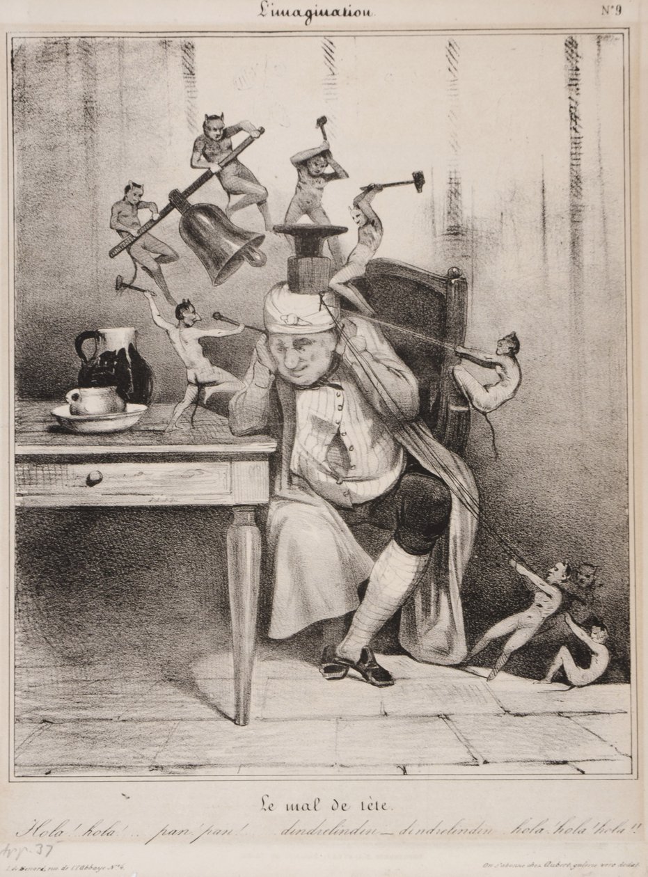 The Headache, 1833 (litografi) af Honoré Daumier