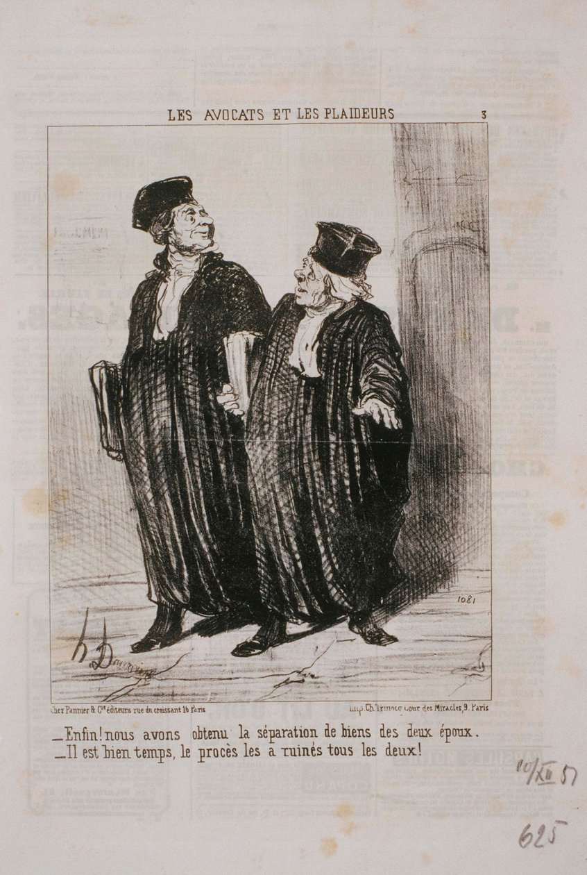 Advokater og retssager- Endelig! Vi har opnået adskillelse af ejendom ... af Honoré Daumier