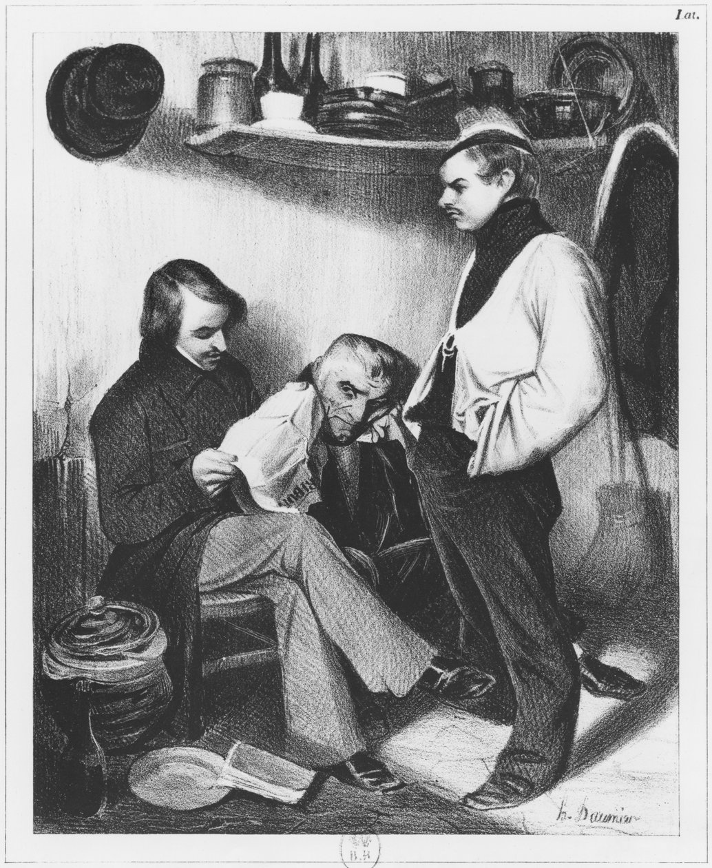Minder om Sainte-Pelagie, illustration fra "Le Charivari", 14. marts 1843 af Honoré Daumier