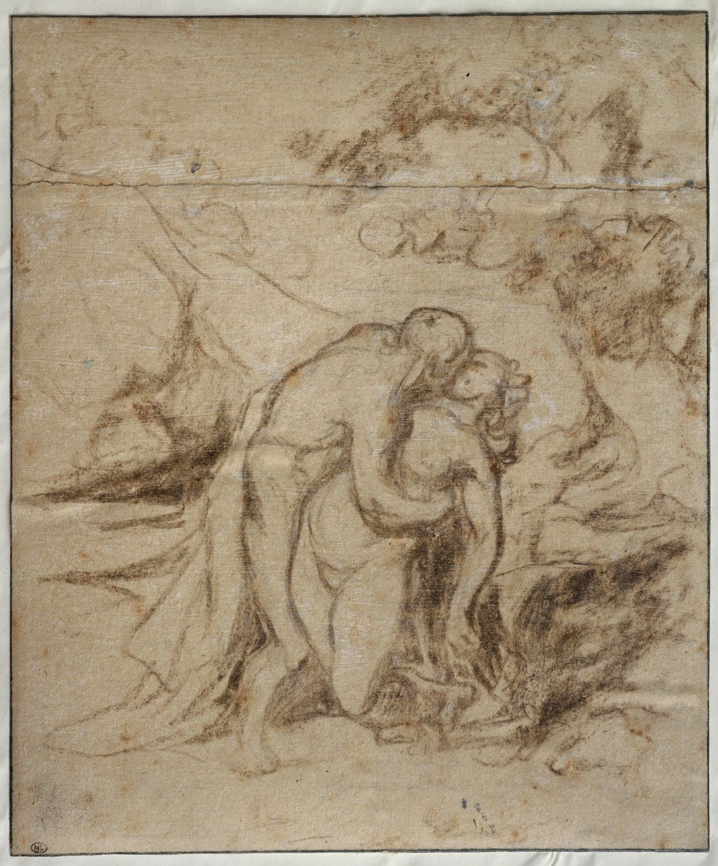 Phrosine og Melidore eller The Kiss, ca. 1848-52 (kridt på kort) af Honoré Daumier