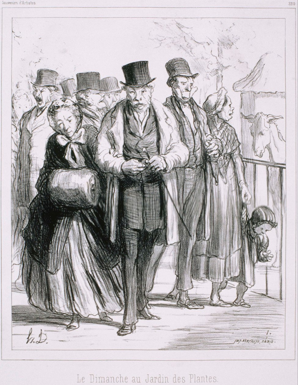 Souvenir dArtistes - søndag på Jardin des Plantes af Honoré Daumier