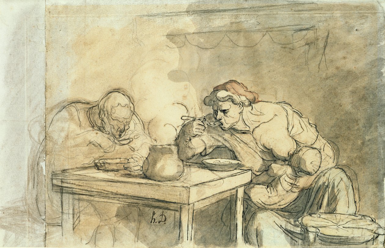 The Suppen, ca. 1862-65 (pen og blæk, wc og blyant på papir) af Honoré Daumier
