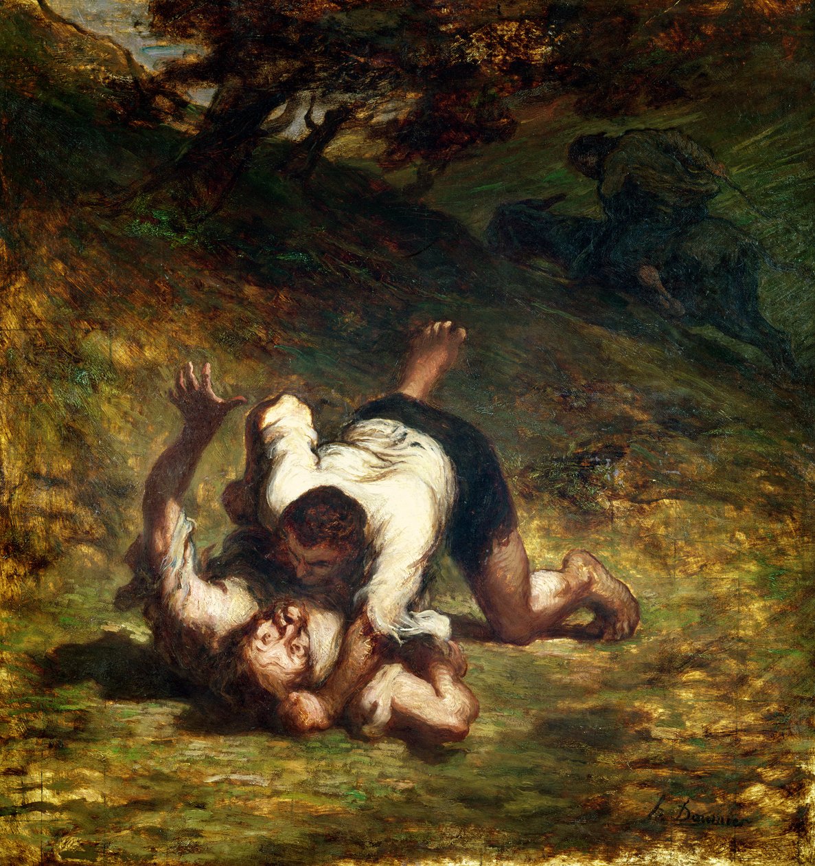 Tyvene og æslet, ca. 1858-60 af Honoré Daumier