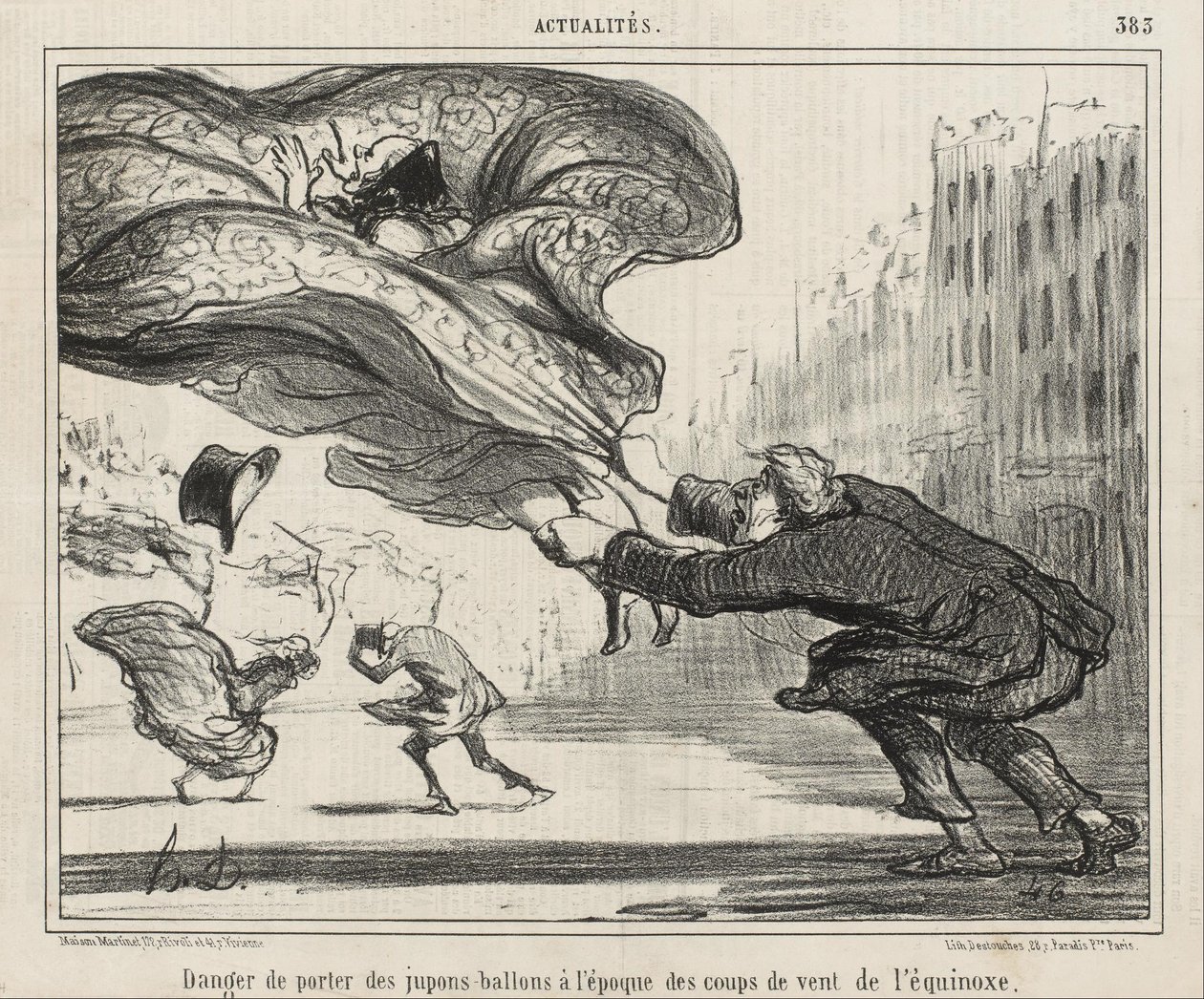 Faren ved at bære bøjleskørter ... af Honoré Daumier