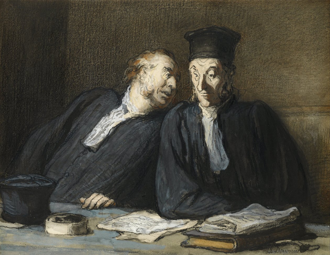To advokater taler sammen af Honoré Daumier