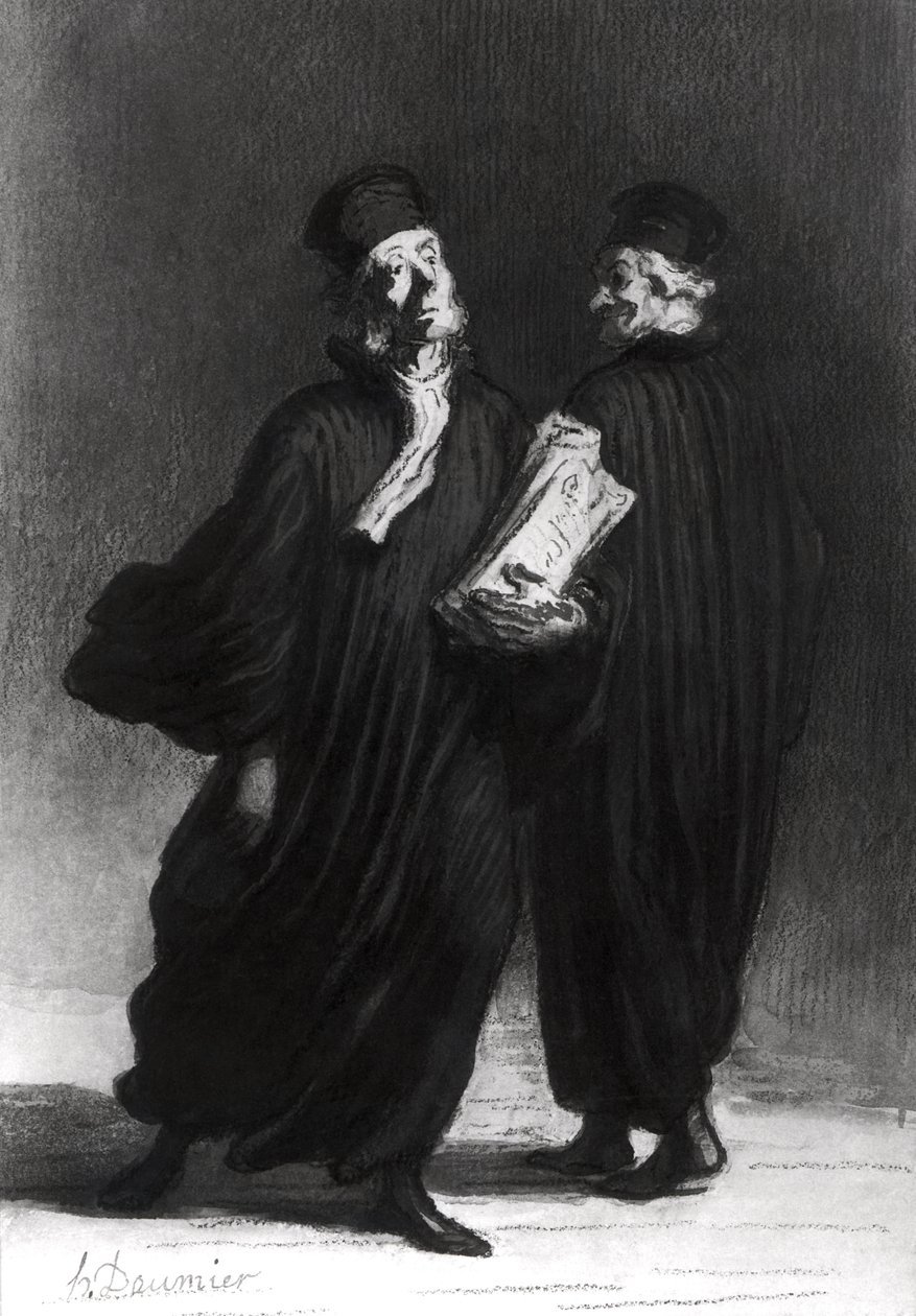 To advokater, ca. 1862 (akvarel og blyant på papir) af Honoré Daumier