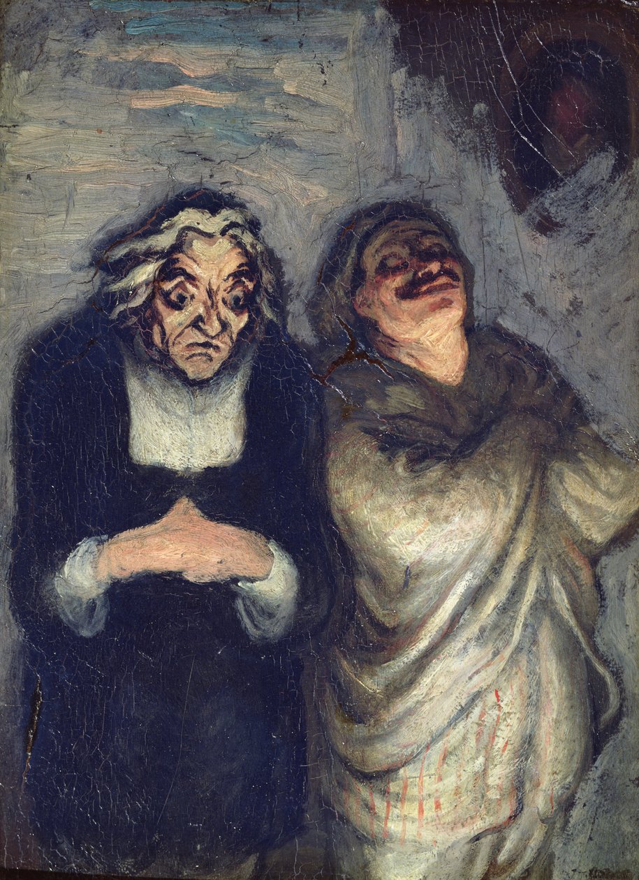 En scapin eller komediescene, ca.1863-1865 (olie på træ) af Honoré Daumier