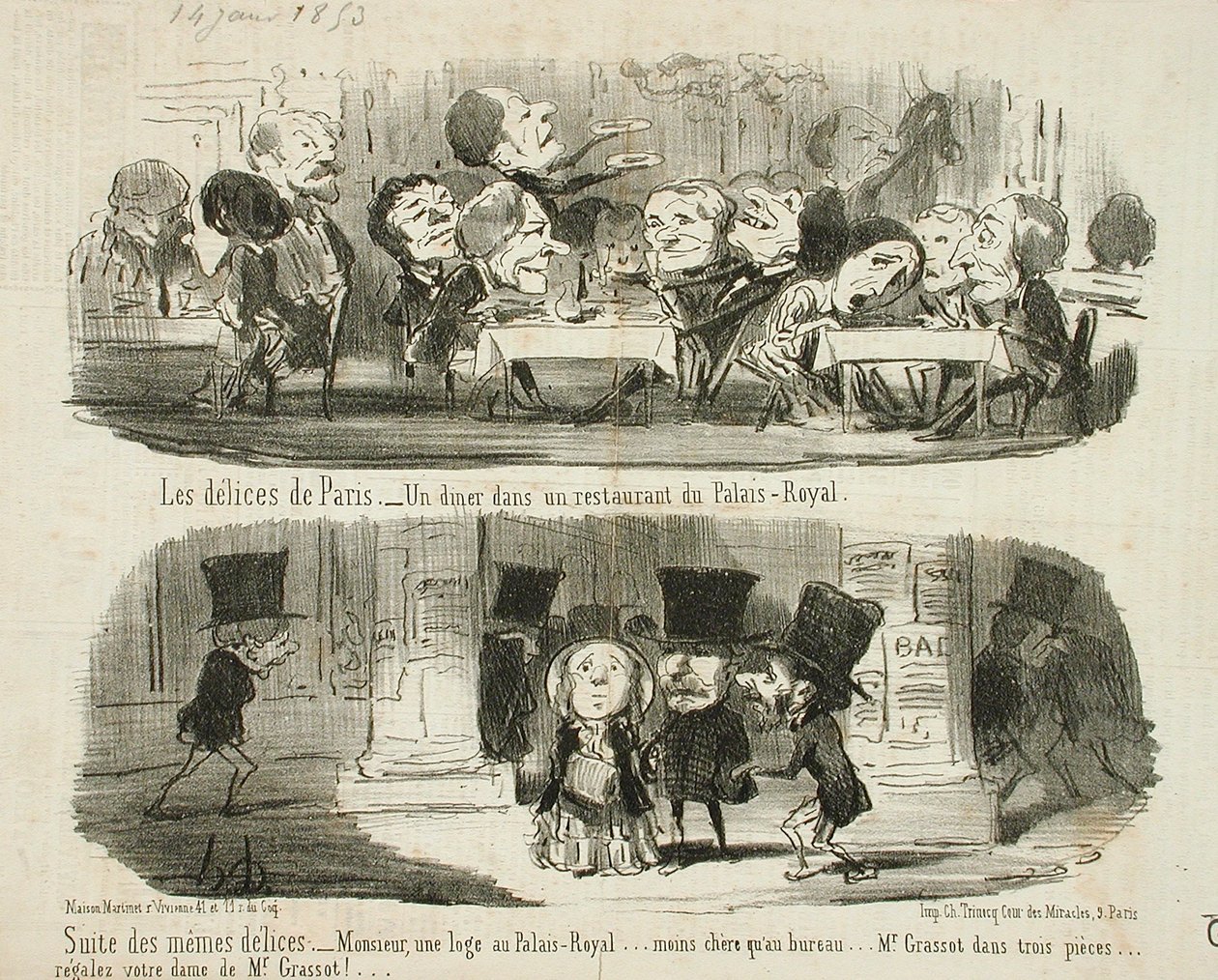En middag på restauranten Palais-Royal; Fortsættelse af de samme lækkerier af Honoré Daumier