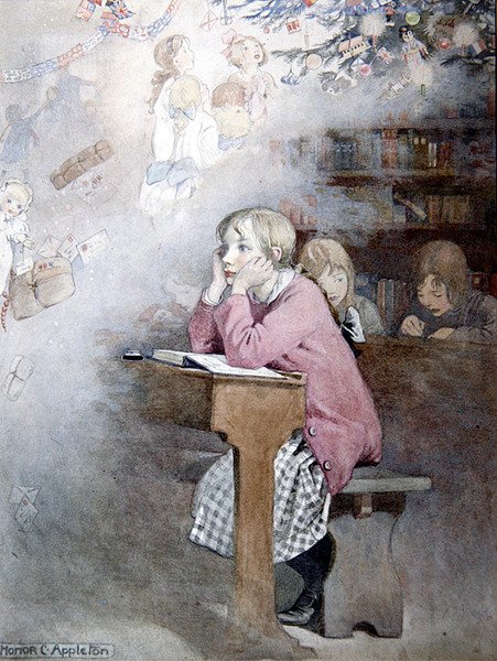 Dreams of Christmas (akvarel på papir) af Honor Charlotte Appleton