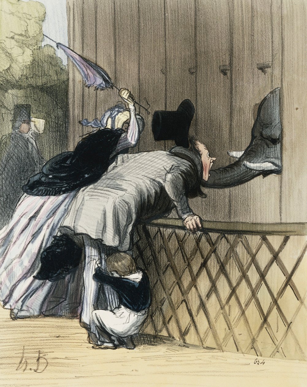 A Fright in the Jardin des Plantes, fra "Les Etrangers a Paris" af Honore Daumier, Aubert et Compagnie, 1844 af Honoré Daumier