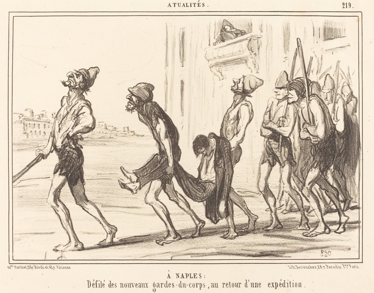 I Napoli: Parade af... livvagter... af Honoré Daumier