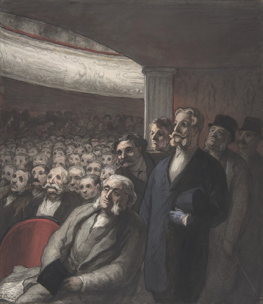 Et teaterpublikum, 1800-tallet. af Honoré Daumier